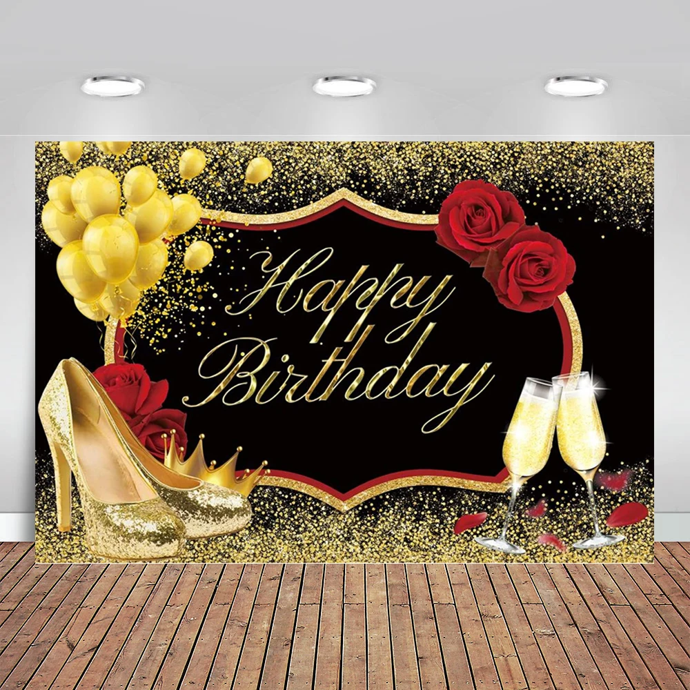Red Gold Women Birthday Backdrop Burgundy Rose Glitter Heels Balloons Photography Background 40th 50th 60th Party Decoration
Red Gold Women Birthday Backdrop Burgundy Rose Glitter Heels Balloons Photography Background 40th 50th 60th Party Decoration
