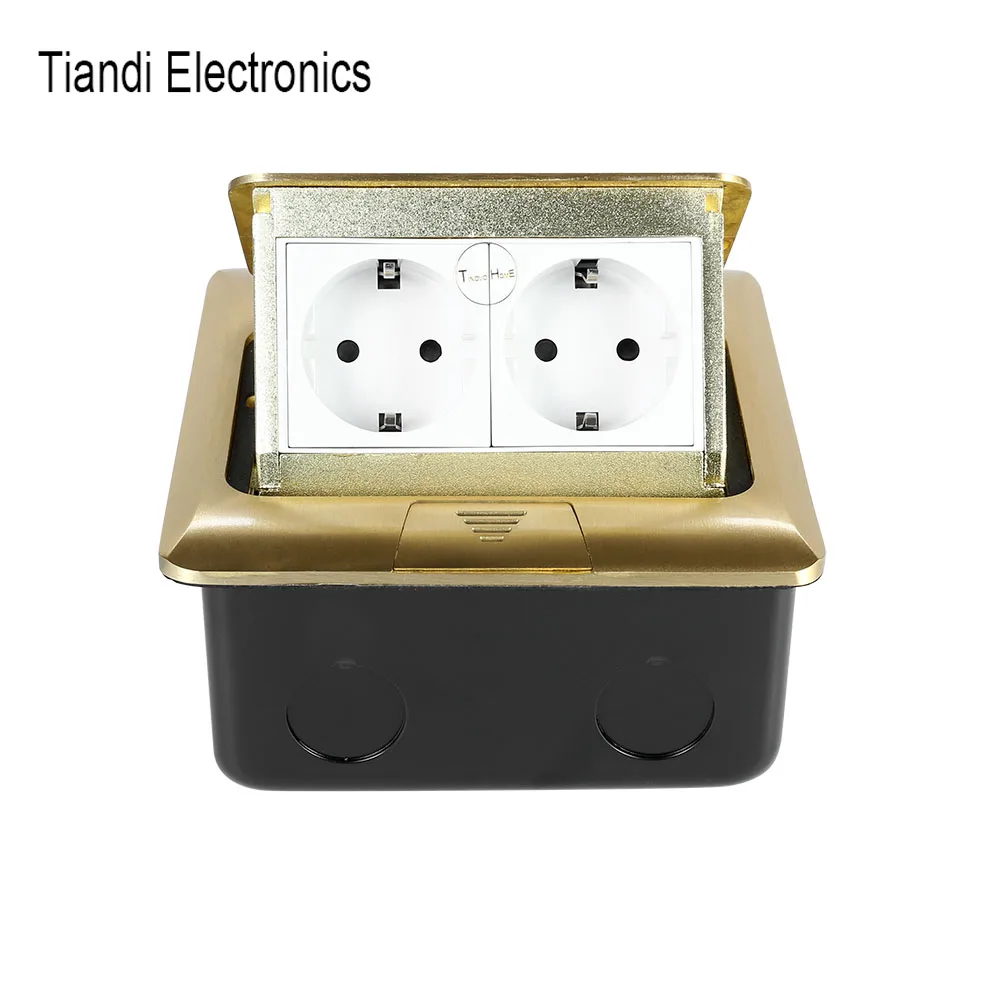 Golden square dust-proof pop up ground socket 2-bit EU standard power customizable jack floor outlet for home office conference
Golden square dust-proof pop up ground socket 2-bit EU standard power customizable jack floor outlet for home office conference