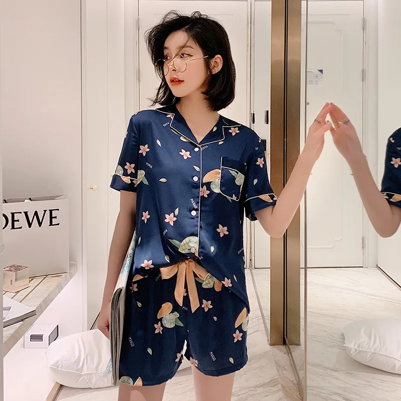 2020 Summer New Lingerie Set Cartoon Printed Ice Silk Short-Sleeved Shorts Two-Piece Lingerie Suit Sleepwear Nightdress
2020 Summer New Lingerie Set Cartoon Printed Ice Silk Short-Sleeved Shorts Two-Piece Lingerie Suit Sleepwear Nightdress
