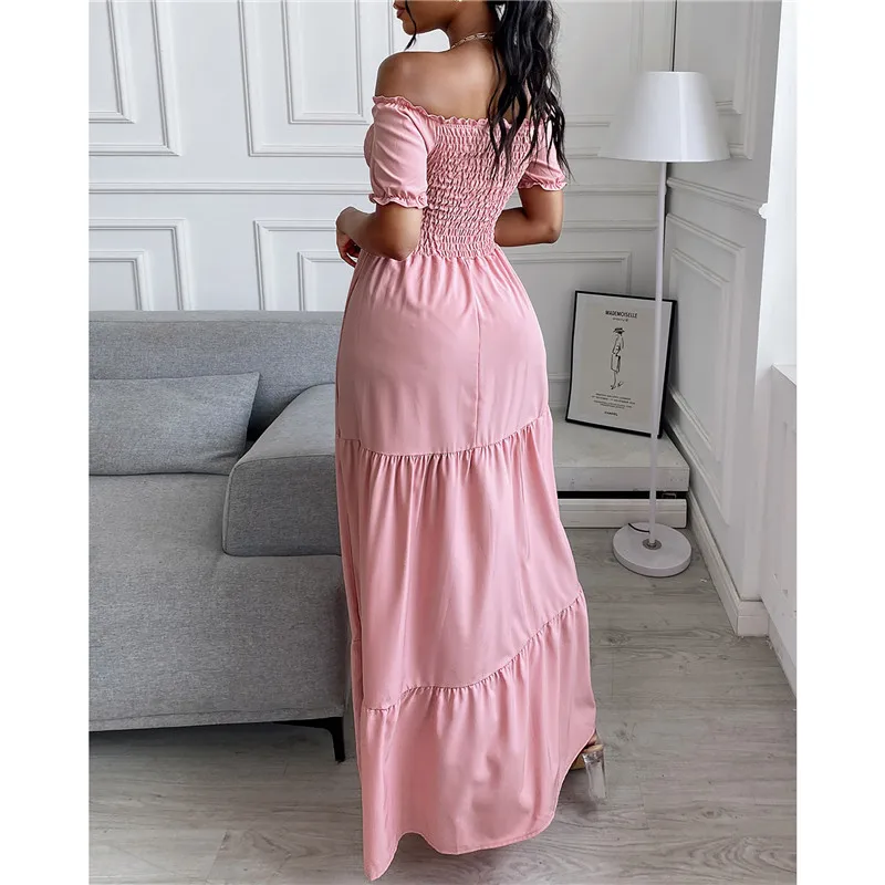 Sweet One Shoulder Maxi Dress Women New Solid Color Elastic High Waist Slim Short Sleeve Patchwork Dresses Vestidos LR1580
Sweet One Shoulder Maxi Dress Women New Solid Color Elastic High Waist Slim Short Sleeve Patchwork Dresses Vestidos LR1580