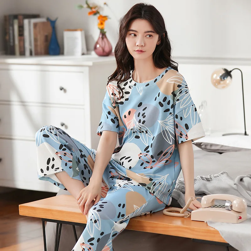 Print Fishes Women Summer Pajamas Sets Short Sleeve T-Shirt Lady Sleep Suit Pyjamas Cotton Nightwear Loose Home Wear Sleepwear
Print Fishes Women Summer Pajamas Sets Short Sleeve T-Shirt Lady Sleep Suit Pyjamas Cotton Nightwear Loose Home Wear Sleepwear