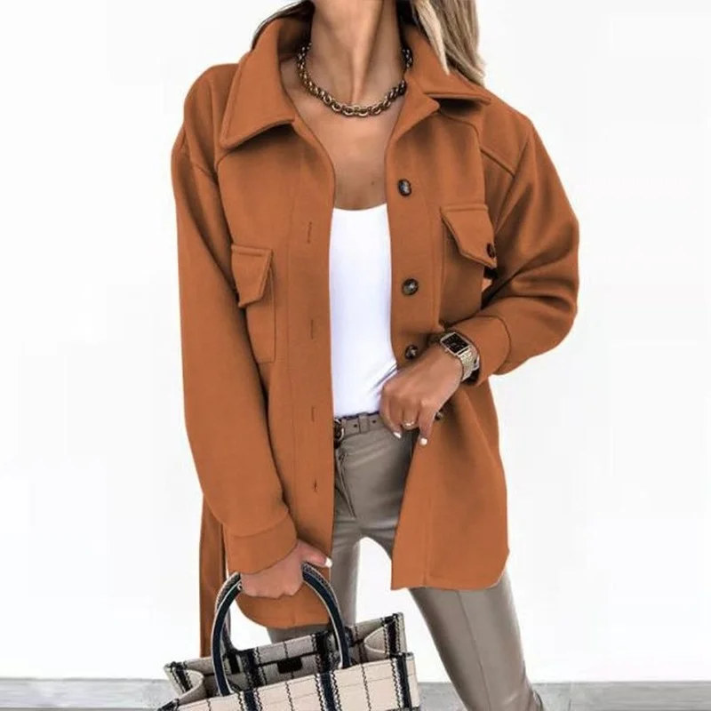2021 Autumn and Winter New Women's Long-sleeved Temperament Pure Color Lapel Button Lace Woolen Coat Women Coats
2021 Autumn and Winter New Women's Long-sleeved Temperament Pure Color Lapel Button Lace Woolen Coat Women Coats