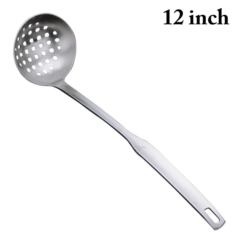

Stainless Steel Kitchen Ladle Long Handle Soup Scoop Slotted Ladle Spoon Colander Soup Skimmer Cooking Spoons Scoop Kitchen Tool