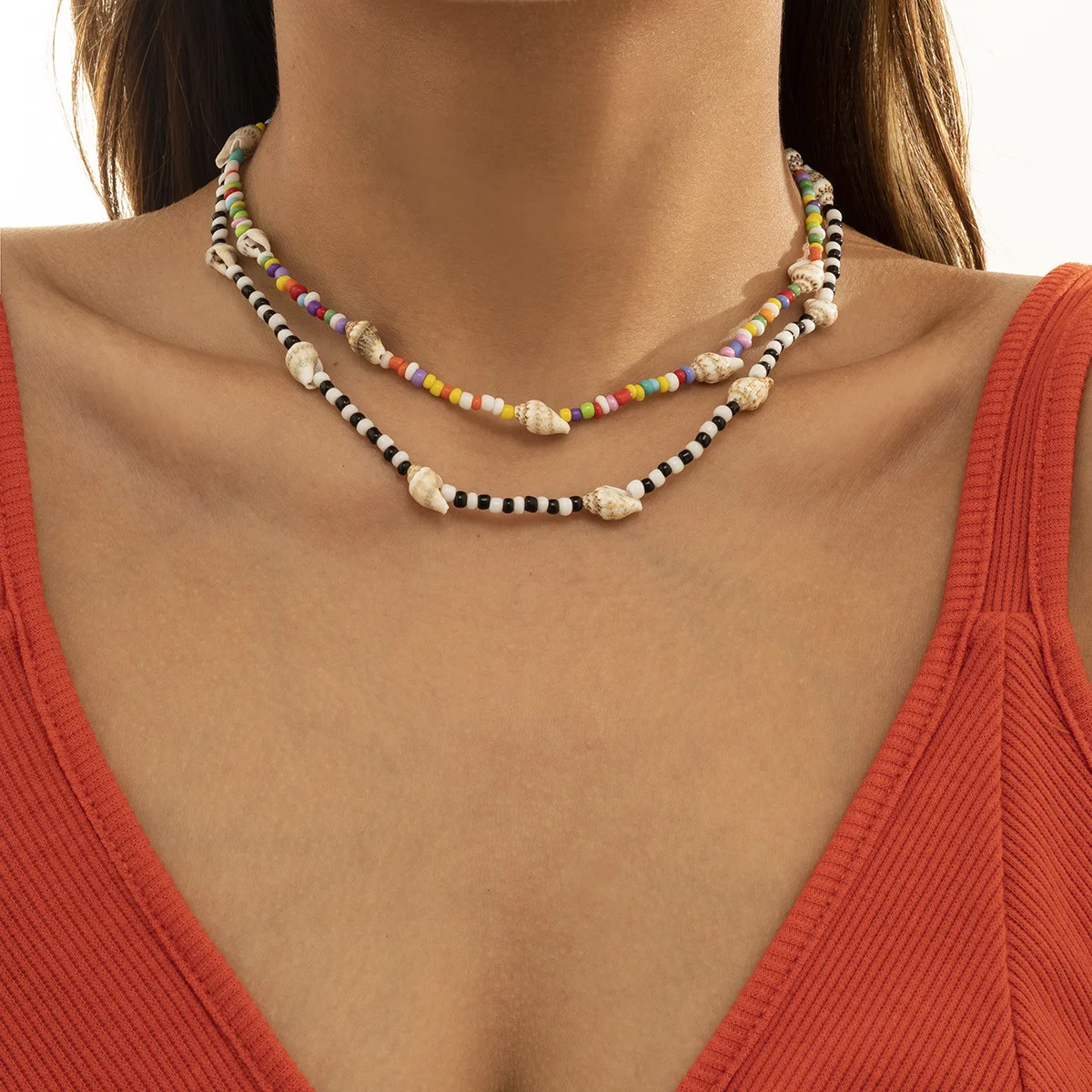 White/Black Rainbow Beads Necklaces Korean Small Beaded Conch Shell Choker Necklace for Women Fashion Collar Clavicle Necklace
White/Black Rainbow Beads Necklaces Korean Small Beaded Conch Shell Choker Necklace for Women Fashion Collar Clavicle Necklace