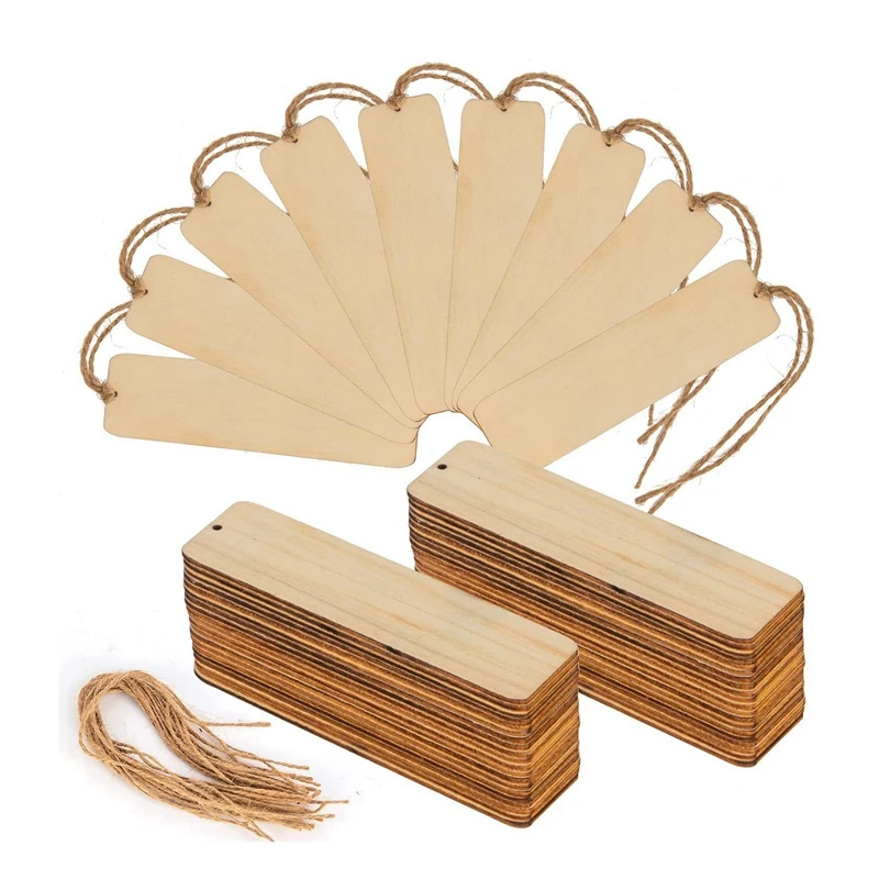 50 PCS Wood Blank Bookmarks Unfinished Wooden Book Marks Hanging Tag with Holes and Ropes DIY Craft Projects
50 PCS Wood Blank Bookmarks Unfinished Wooden Book Marks Hanging Tag with Holes and Ropes DIY Craft Projects