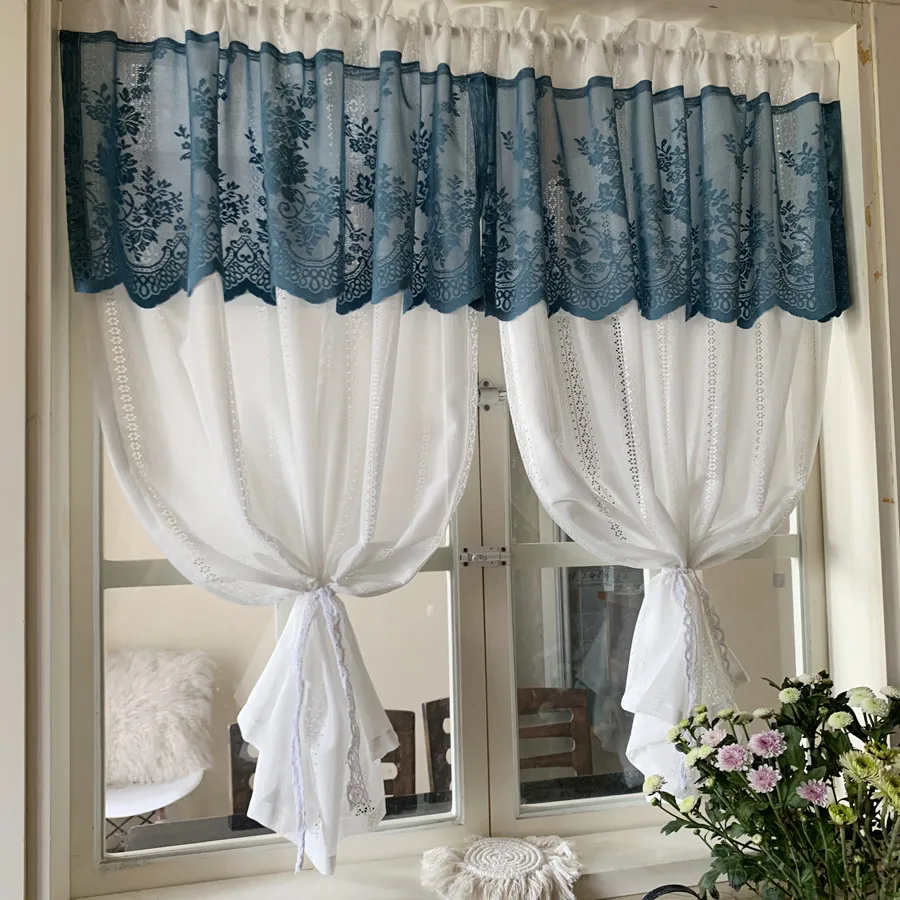 American Retro Hollow Curtains Simple White Curtain with Blue Valance Roman Tulle Curtains for Bedroom Short Kitchen Curtains
American Retro Hollow Curtains Simple White Curtain with Blue Valance Roman Tulle Curtains for Bedroom Short Kitchen Curtains