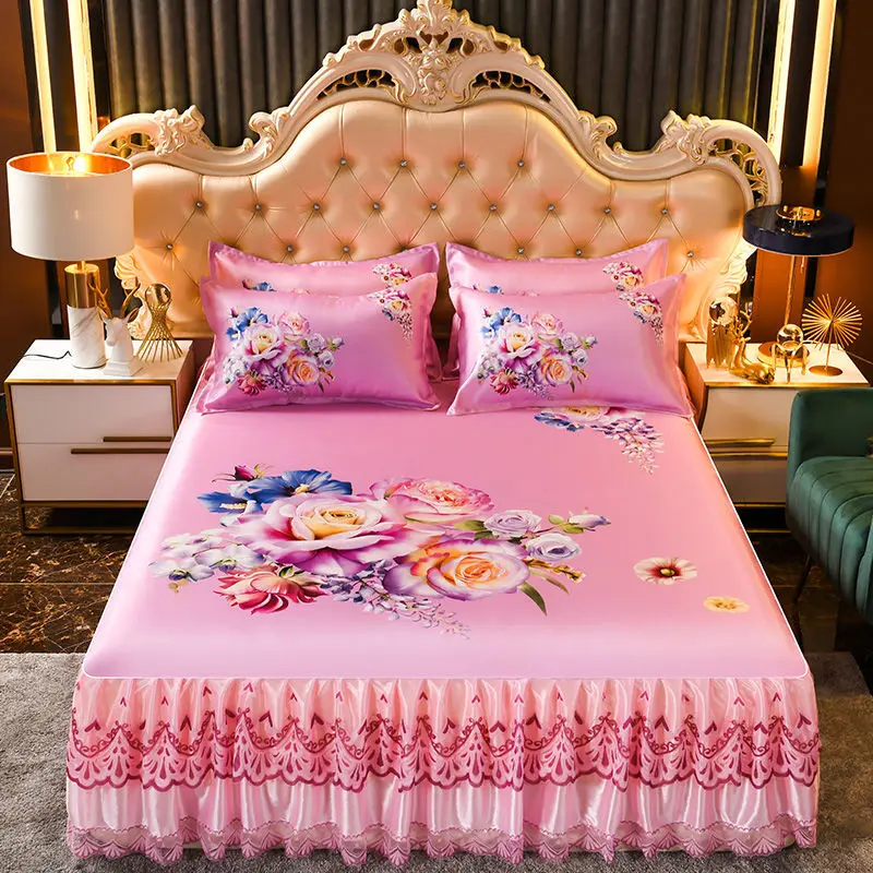 Ice Silk Bedding Set Summer High-end Luxury 1 Bed Skirt+2 Pillowcase Non-Slip King/Queen Textile Machine Washable 2021 J8343
Ice Silk Bedding Set Summer High-end Luxury 1 Bed Skirt+2 Pillowcase Non-Slip King/Queen Textile Machine Washable 2021 J8343
