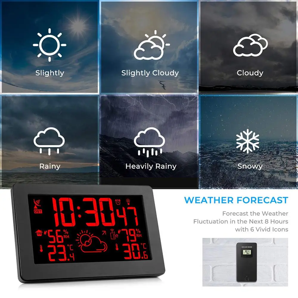 Weather forecast clock Large screen display temperature and humidity radio wave weather forecast 40DC12
Weather forecast clock Large screen display temperature and humidity radio wave weather forecast 40DC12
