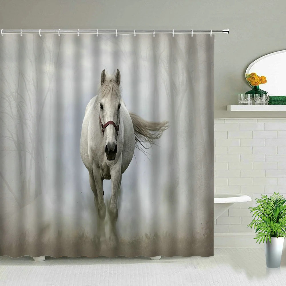 Horse Shower Curtain Set Bathroom Decor Strong Animal Running Waterproof Polyester Fabric Bath Curtains Background Wall Decor 
Horse Shower Curtain Set Bathroom Decor Strong Animal Running Waterproof Polyester Fabric Bath Curtains Background Wall Decor