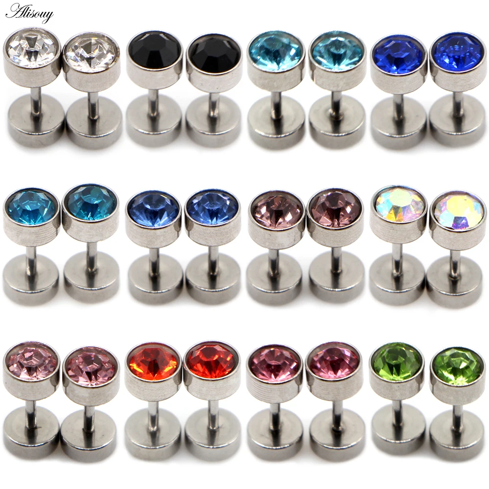 Alisouy 2pcs Punk CZ Crystal Zircon Stainless Steel Women Men Dumbbell Barbell Round Pierceing Ear Stud Earring Fashion Jewelry
Alisouy 2pcs Punk CZ Crystal Zircon Stainless Steel Women Men Dumbbell Barbell Round Pierceing Ear Stud Earring Fashion Jewelry