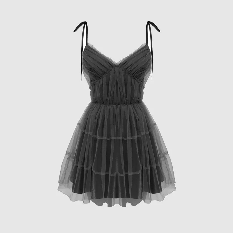 2021 Women Summer Sexy Dark Gray Tulle Spaghetti Strap Fairy Dress Female Sleevess Solid Color Y2k Dresses Korean Temperament
2021 Women Summer Sexy Dark Gray Tulle Spaghetti Strap Fairy Dress Female Sleevess Solid Color Y2k Dresses Korean Temperament