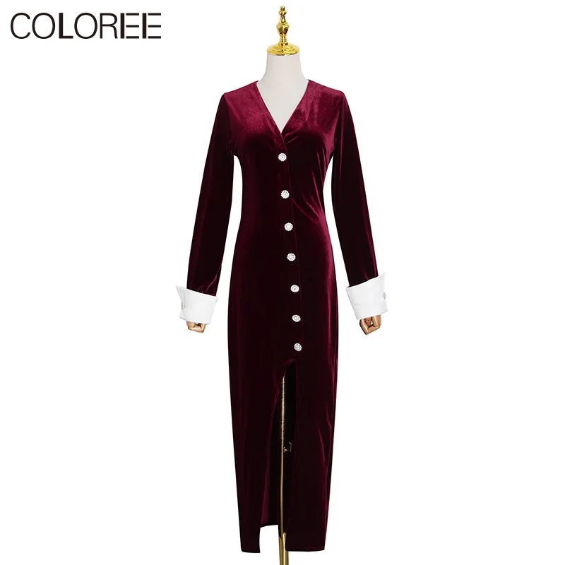 Runway Designers Dress 2020 Women Vintage Sexy V-neck Long Sleeve Maxi Dresses For Women Wine Red/Black Velvet Dress Female
Runway Designers Dress 2020 Women Vintage Sexy V-neck Long Sleeve Maxi Dresses For Women Wine Red/Black Velvet Dress Female
