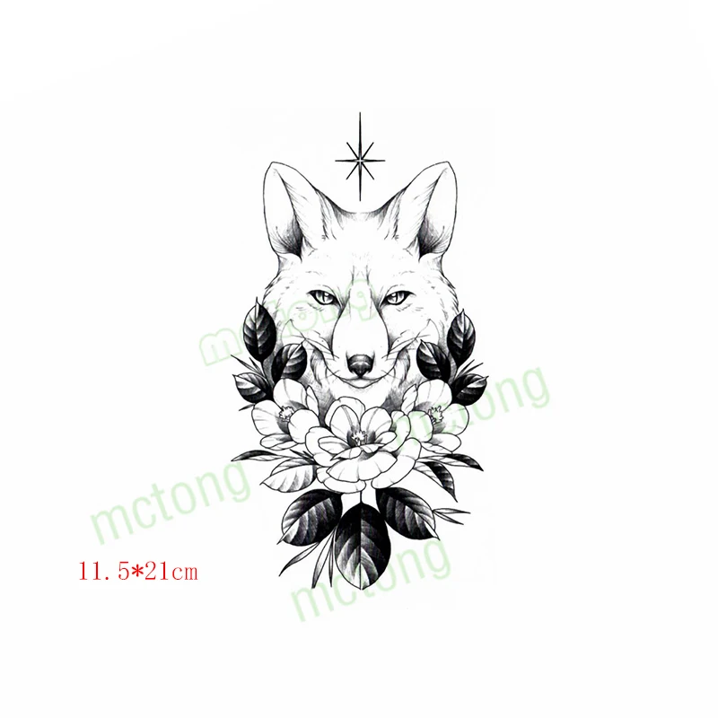 Водостойкая Временная тату-наклейка лиса цветок Шесть звезд руки Harajuku флеш-тату