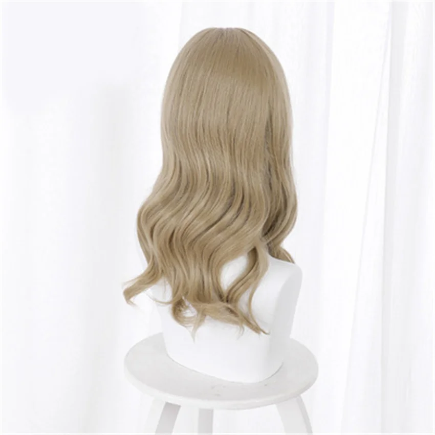 

Takerlama Evil 8 Bela Cosplay Wig Vampire Lady Woman Brownish Yellow Curly Hair Headgear Halloween Carnival Party Props