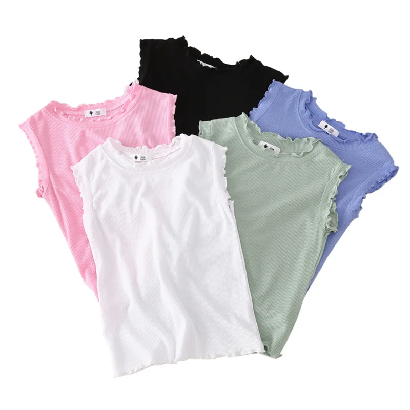 Summer Sleeveless T shirt for Girls Casual Soft Cotton Girls T shirts Cute Ruffle Kids Tops BC892
Summer Sleeveless T shirt for Girls Casual Soft Cotton Girls T shirts Cute Ruffle Kids Tops BC892