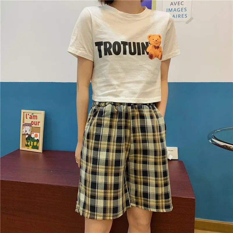 Plaid Shorts Women Elastic Waist High-waist Leisure Students All-match Half Straight Trousers Summer Baggy Ulzzang Chic Bottoms
Plaid Shorts Women Elastic Waist High-waist Leisure Students All-match Half Straight Trousers Summer Baggy Ulzzang Chic Bottoms