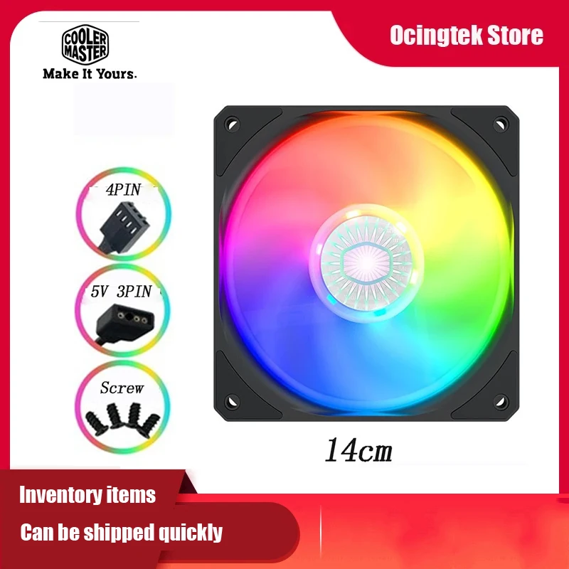 Cooler Master SickleFlow140 ARGB 140mm 5V 3PIN addressable PMW temperature control fan 14cm computer case silent CPU cooling fan
Cooler Master SickleFlow140 ARGB 140mm 5V 3PIN addressable PMW temperature control fan 14cm computer case silent CPU cooling fan