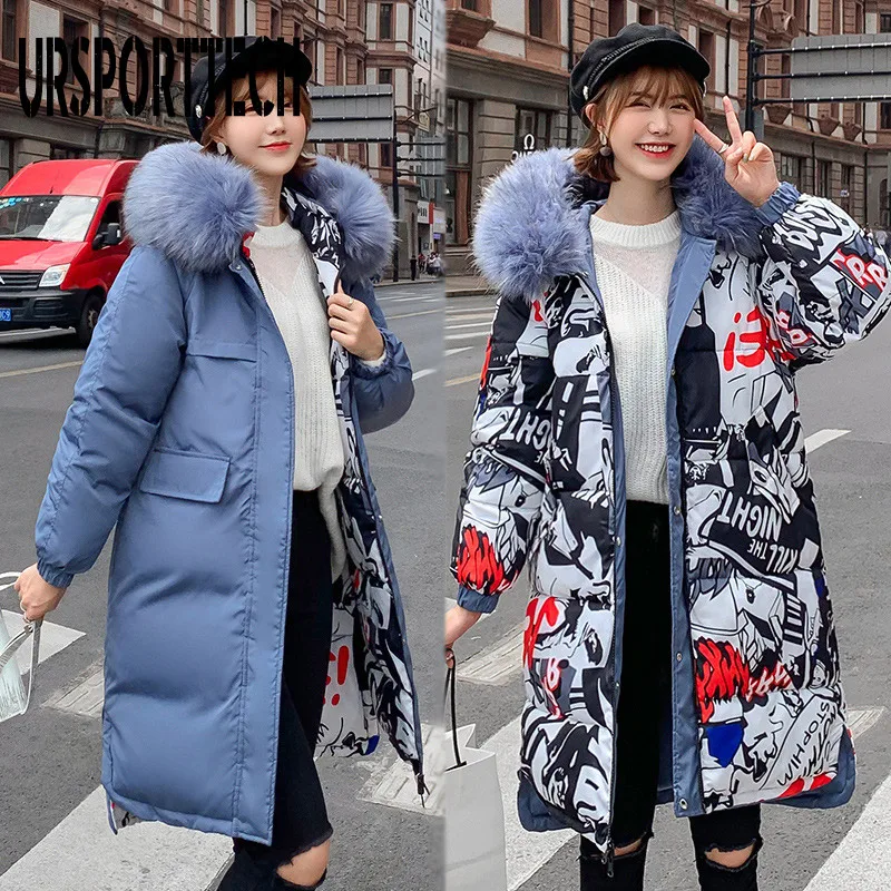 Reversible Women Winter Jacket Fur Hood Long Parka Loose Print 2 sided Wear Coat Puffer Jacket Padded Outwear Warm Jacket Coats
Reversible Women Winter Jacket Fur Hood Long Parka Loose Print 2 sided Wear Coat Puffer Jacket Padded Outwear Warm Jacket Coats