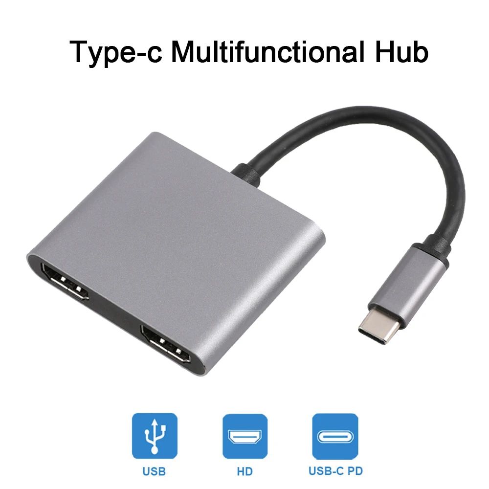 4 в 1, адаптер 4K USB C на два HDMI-совместимый с USB 3,0, 87 Вт, PD, зарядный порт для MacBook
4 в 1, адаптер 4K USB C на два HDMI-совместимый с USB 3,0, 87 Вт, PD, зарядный порт для MacBook