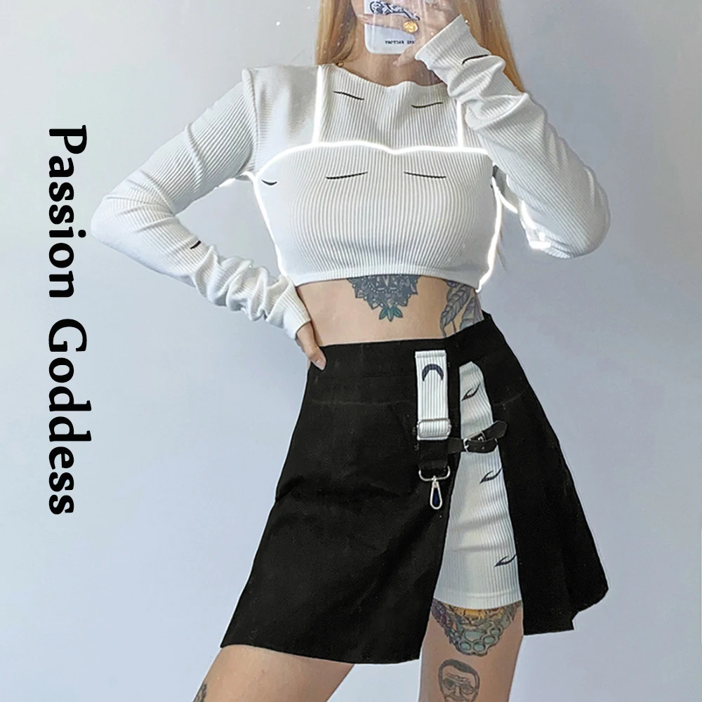 2 Piece Cool Skirts Women Sets Long Sleeve Reflective Striped Ribbing Shirts High Waist Patchwork Split Skirts Two Piece Outfits
2 Piece Cool Skirts Women Sets Long Sleeve Reflective Striped Ribbing Shirts High Waist Patchwork Split Skirts Two Piece Outfits