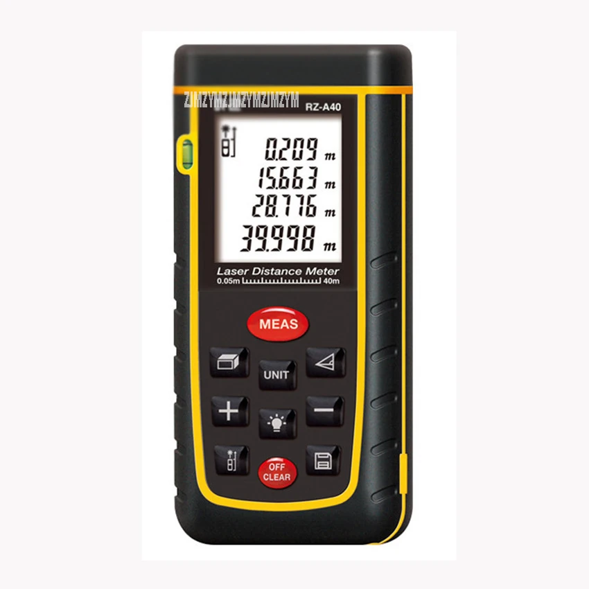 A40 40M LCD Display Laser Distance Meter Rangefinder Laser Distance Meter Laser Area Volume Measure Device Ruler Test Tool
A40 40M LCD Display Laser Distance Meter Rangefinder Laser Distance Meter Laser Area Volume Measure Device Ruler Test Tool