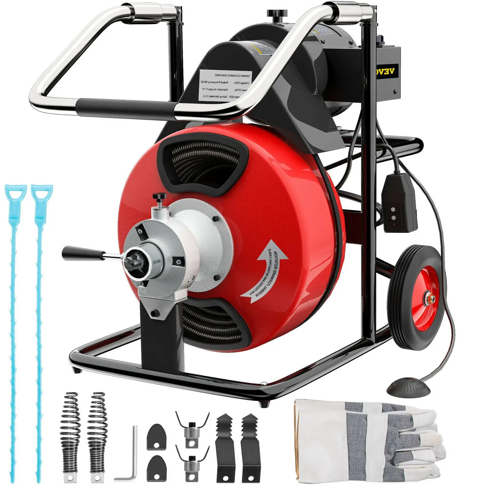 50 Feet by 1/2 Inch Electric Drain Auger with Foot Switch Sewer Snake Drill for 1 to 4 Inch Pipes Drain Auger Cleaner
50 Feet by 1/2 Inch Electric Drain Auger with Foot Switch Sewer Snake Drill for 1 to 4 Inch Pipes Drain Auger Cleaner