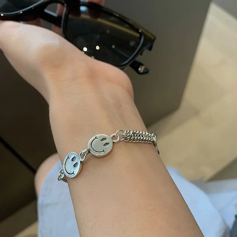 FMILY Minimalist 925 Sterling Silver Personality Smile Face Bracelet Retro Fashion Hip-hop Punk Jewelry for Girlfriend Gifts
FMILY Minimalist 925 Sterling Silver Personality Smile Face Bracelet Retro Fashion Hip-hop Punk Jewelry for Girlfriend Gifts