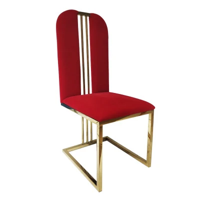Red Banquet hall high back dining chair style hotel home creative Stainless steel post modern Industrial metal luxury metal leg
Red Banquet hall high back dining chair style hotel home creative Stainless steel post modern Industrial metal luxury metal leg