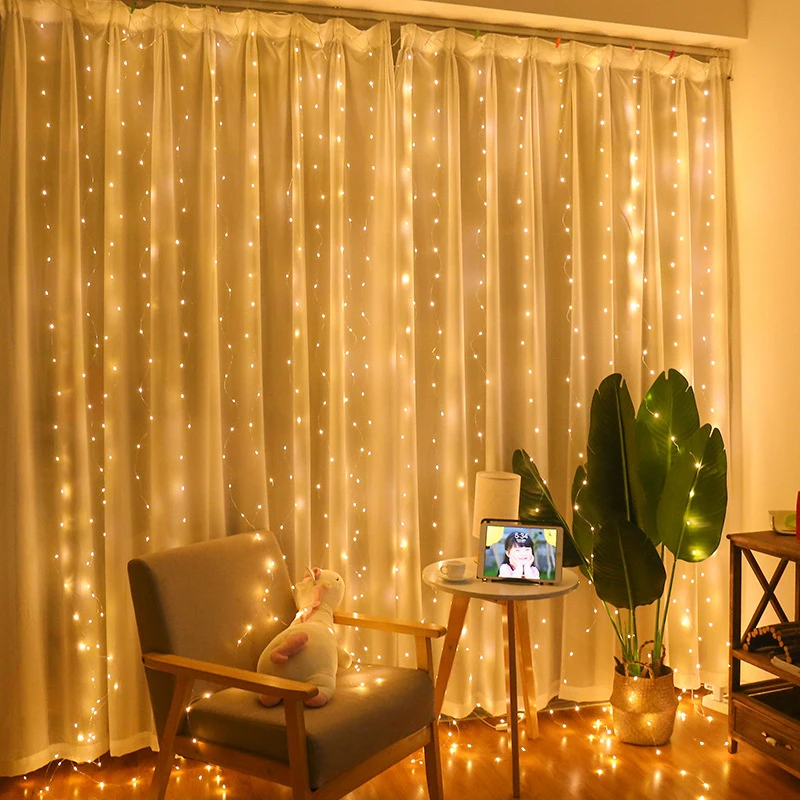

Праздничная светильник рлянда с USB, Сказочная гирлянда, занавеска, рождественское освещение, Декор для дома, праздничное украшение, Новогодняя лампа