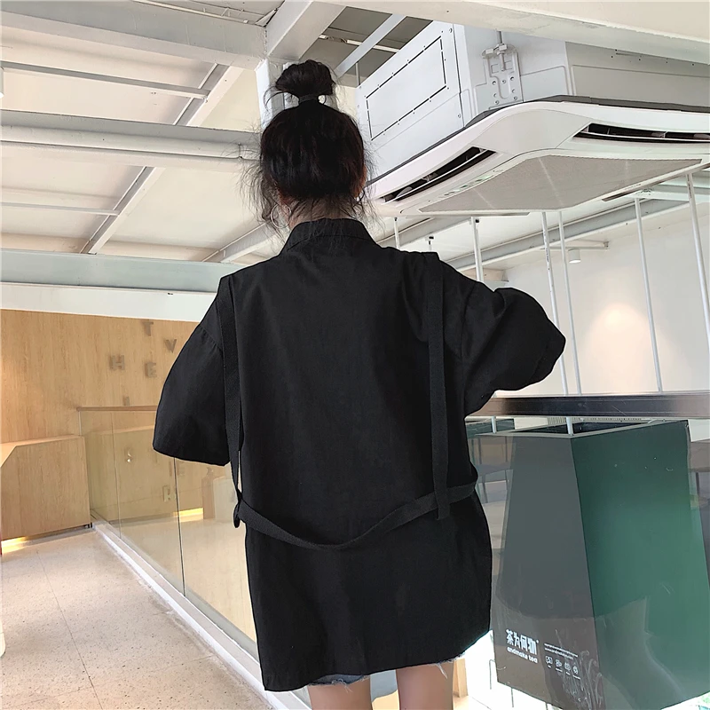 Summer Hipster Harajuku Style Womens Tops and Blouses Loose Black Streetwear Bf Blusas Mujer De Moda Oversize Pocket Shirts New
Summer Hipster Harajuku Style Womens Tops and Blouses Loose Black Streetwear Bf Blusas Mujer De Moda Oversize Pocket Shirts New