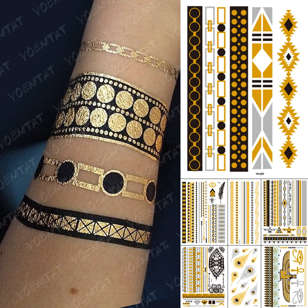 Waterproof Temporary Tattoo Sticker Chain bracelet Black Gold Metallic Flash Tatoo Boho Party Henna Jewelry Glitter Body Art
Waterproof Temporary Tattoo Sticker Chain bracelet Black Gold Metallic Flash Tatoo Boho Party Henna Jewelry Glitter Body Art