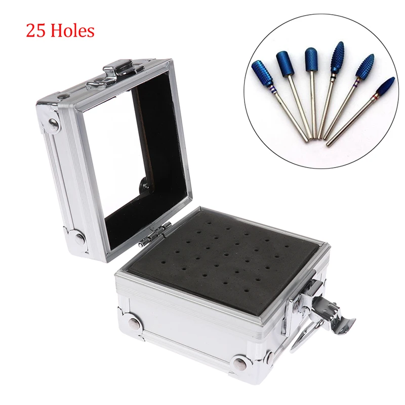 25 Holes Nail Drill Grinding Bit Holder Box Display Storage Container Nail Polishing Head Stand Metal Organizer Case
25 Holes Nail Drill Grinding Bit Holder Box Display Storage Container Nail Polishing Head Stand Metal Organizer Case