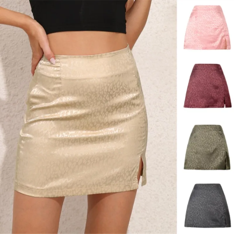 2021 Summer Leopard High Waist Split Skirt Sexy Jacquard Satin Zipper Skirt European American Women's Wear Girl Beige
2021 Summer Leopard High Waist Split Skirt Sexy Jacquard Satin Zipper Skirt European American Women's Wear Girl Beige