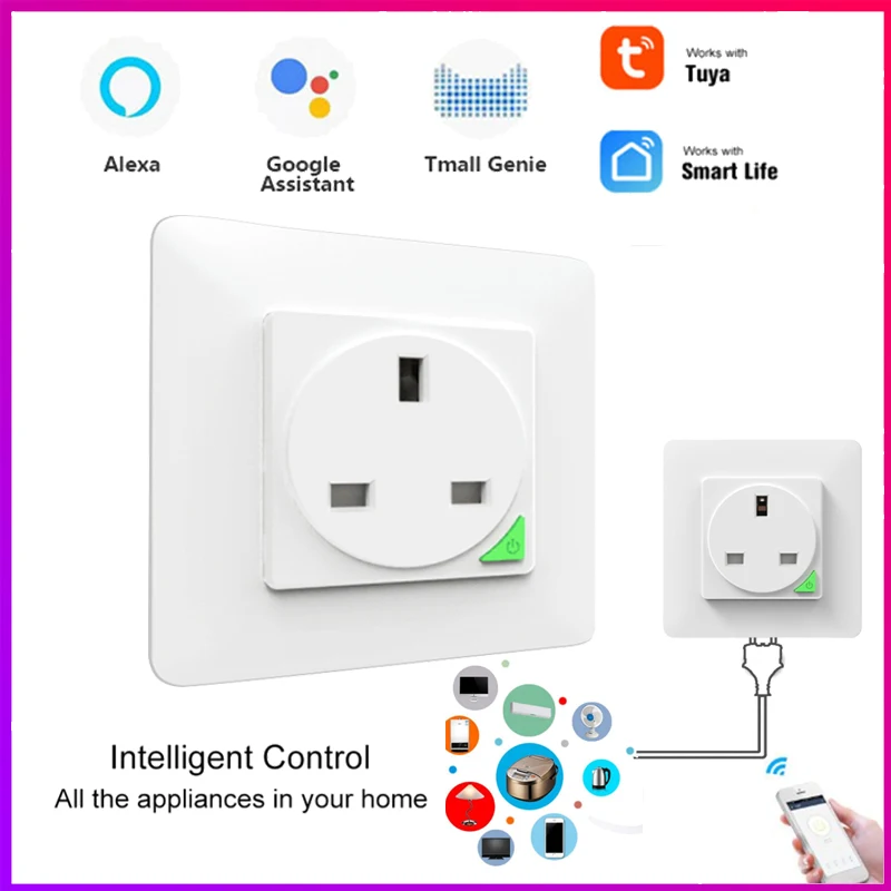 WiFi Smart Wall Socket UK Plug Intelligent Voice Control Work With Amazon Alexa And Google Home Tuya App For Smart Home
WiFi Smart Wall Socket UK Plug Intelligent Voice Control Work With Amazon Alexa And Google Home Tuya App For Smart Home