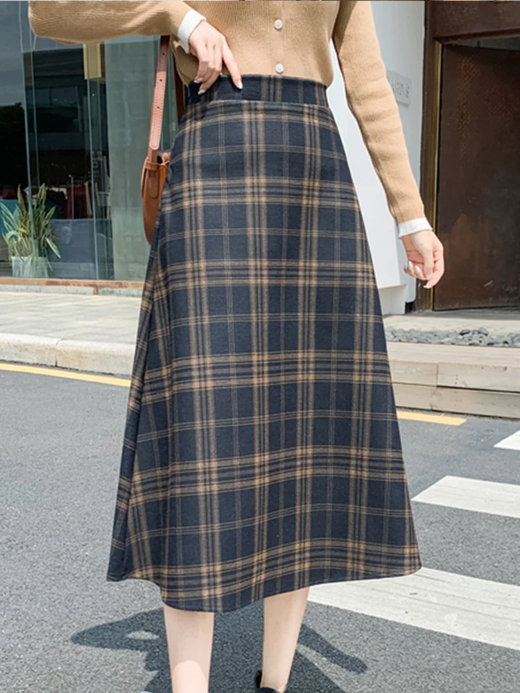 TIGENA Vintage Plaid Midi Skirt for Women 2021 New Fall Winter Korean Woolen Zipper A Line Elastic High Waist Long Skirt Female
TIGENA Vintage Plaid Midi Skirt for Women 2021 New Fall Winter Korean Woolen Zipper A Line Elastic High Waist Long Skirt Female