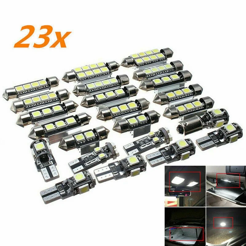 

NEW-23Pcs LED Canbus Car Interior Inside Light Dome Trunk Map License Plate Lamp Bulb