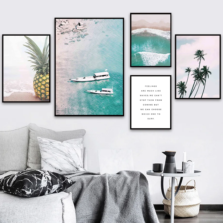 Sea Wave Beach Palm Boat Pineapple Quote Wall Art Canvas Painting Nordic Posters And Prints Wall Pictures For Living Room Decor
Sea Wave Beach Palm Boat Pineapple Quote Wall Art Canvas Painting Nordic Posters And Prints Wall Pictures For Living Room Decor