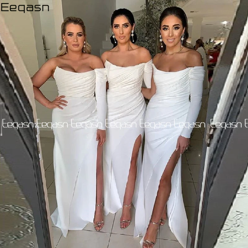 White Satin Long Mermaid Bridesmaid Dresses with Slit Women 2020 Sexy One Shoulder Plus Size Floor Length Maid Of Honor Dress
White Satin Long Mermaid Bridesmaid Dresses with Slit Women 2020 Sexy One Shoulder Plus Size Floor Length Maid Of Honor Dress