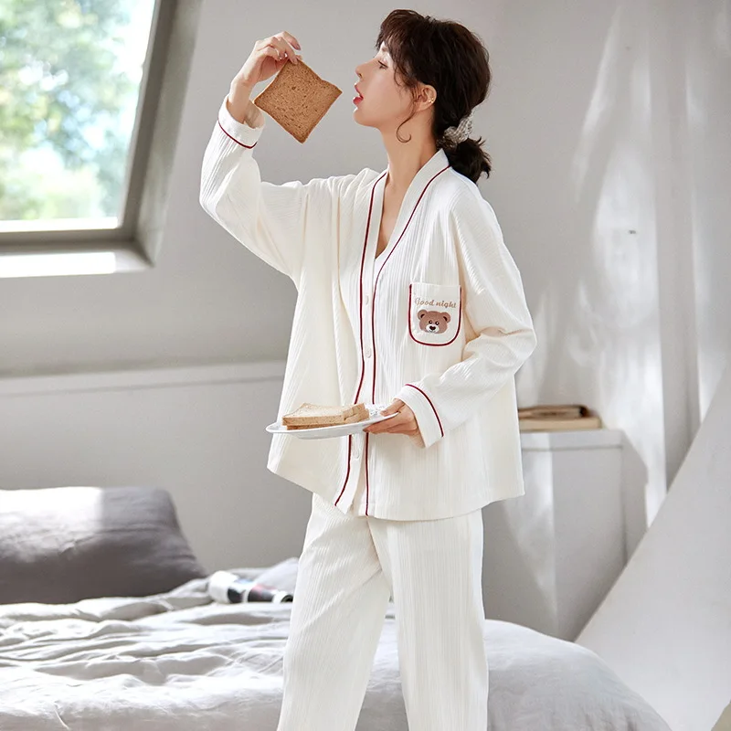 ATOXY Pajamas Ladies Cotton Long-sleeved Autumn Winter Lapel Cardigan Cartoon Net Red Casual Suit Home Service Pajama Set Women
ATOXY Pajamas Ladies Cotton Long-sleeved Autumn Winter Lapel Cardigan Cartoon Net Red Casual Suit Home Service Pajama Set Women