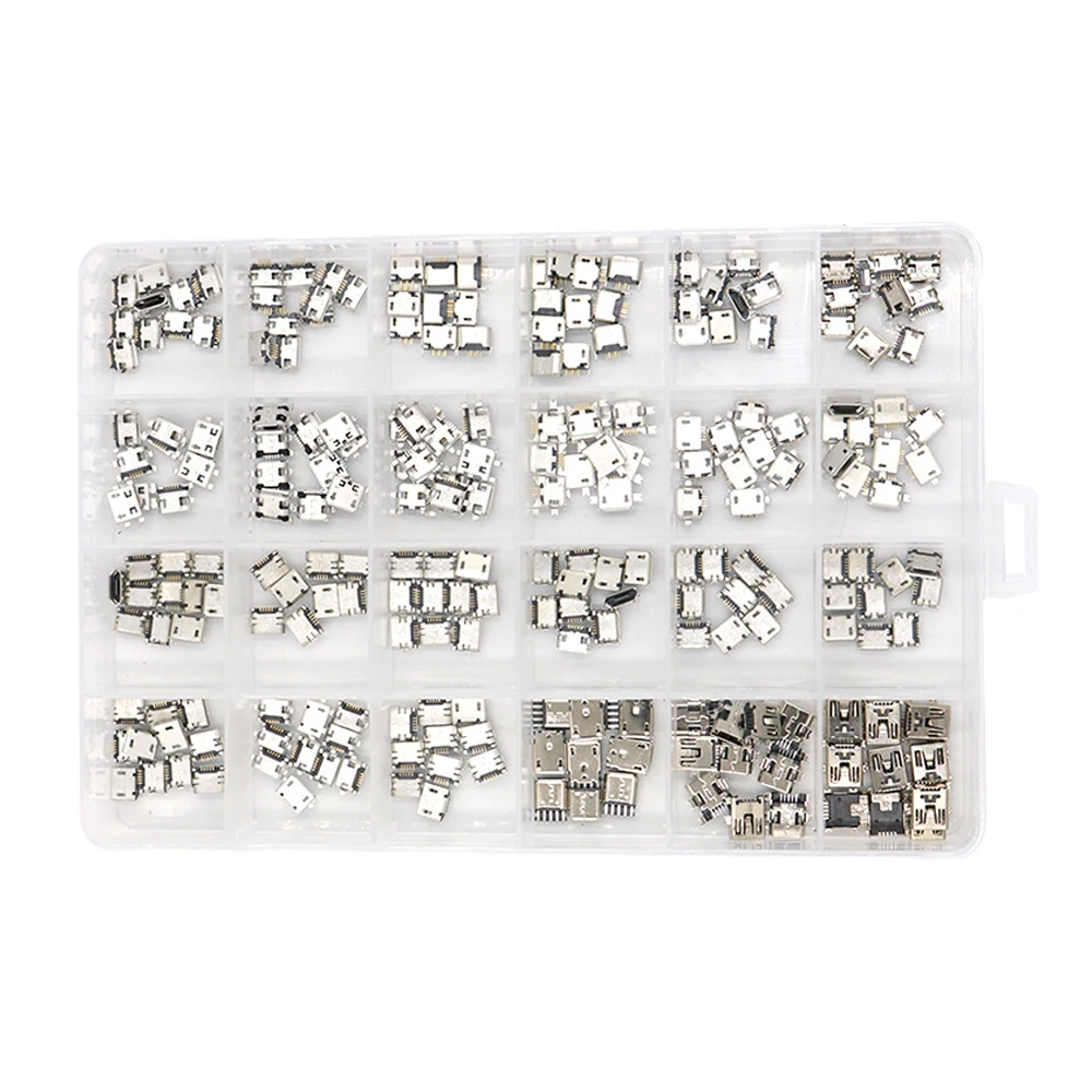 240 Pcs/box 24 Models Micro USB Connector Socket Jack Multi-specification USB Connectors Set for MP3/4/5 Phone Socket Jack Set
240 Pcs/box 24 Models Micro USB Connector Socket Jack Multi-specification USB Connectors Set for MP3/4/5 Phone Socket Jack Set