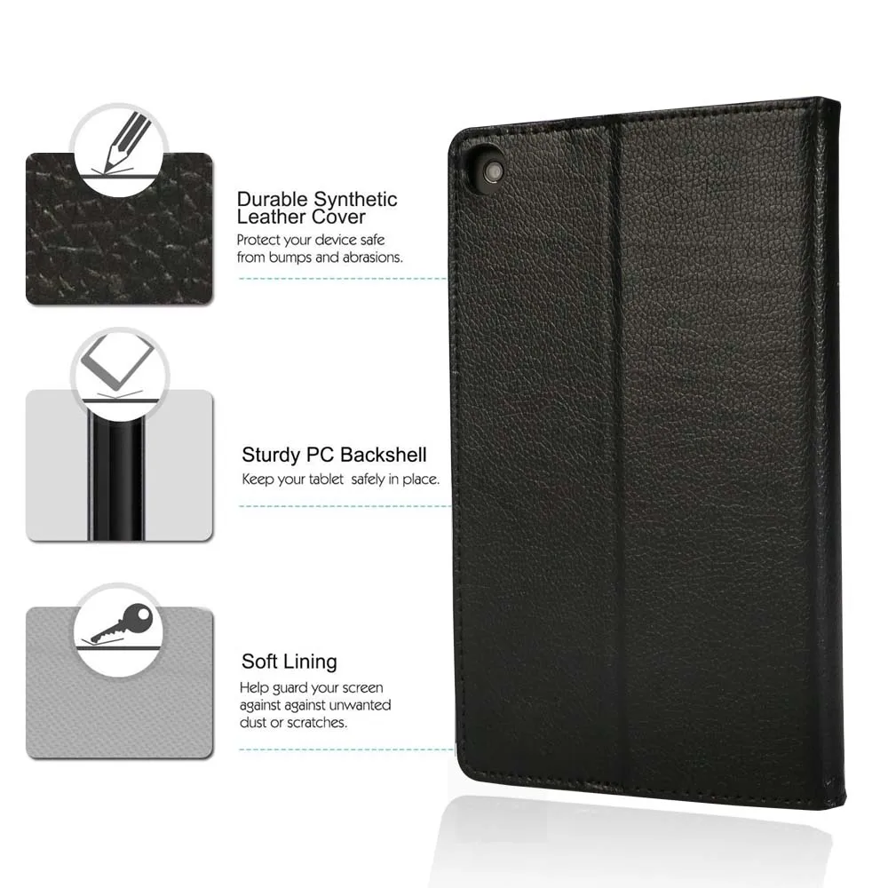 KK&LL For Amazon Fire HD 8 (6th / 7 th/ 8th Generation, 2016 2017 2018 Release) - Smart Tablet Leather Stand Folio Cover Case