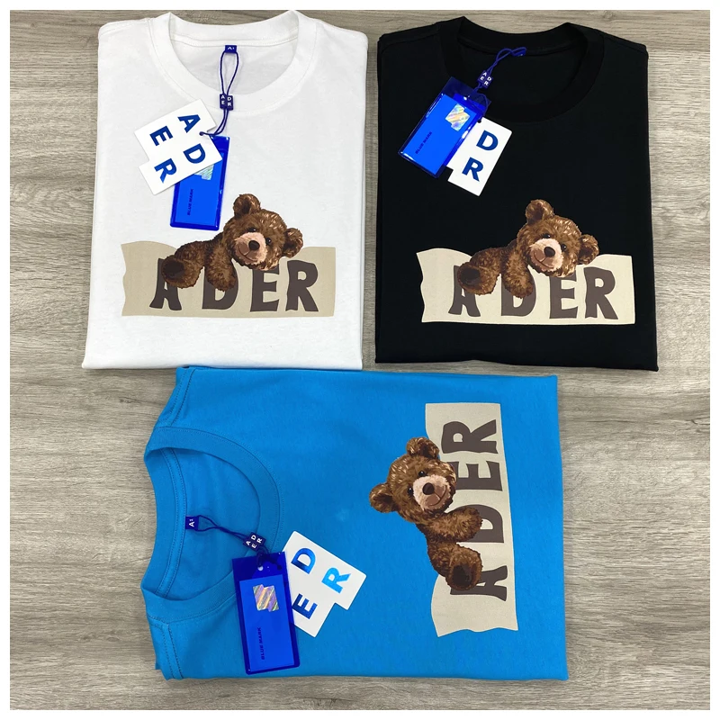Korean ADER summer new bear letter print short sleeve T-shirt simple 100% cotton high quality white men's/women's top
Korean ADER summer new bear letter print short sleeve T-shirt simple 100% cotton high quality white men's/women's top