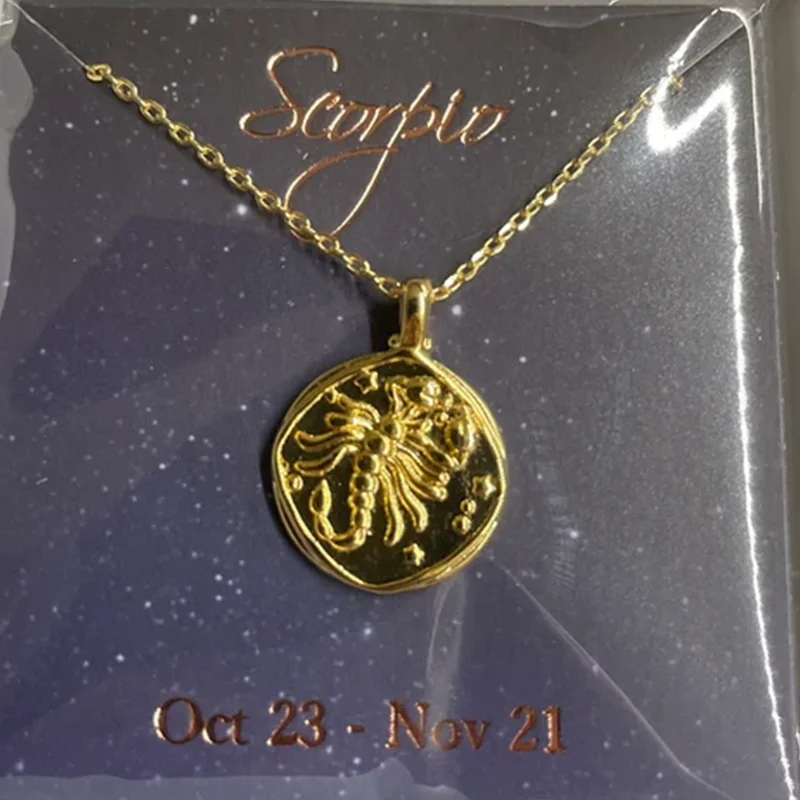 Зодиакальное ожерелье для женщин Золотой зодиакальный медальон