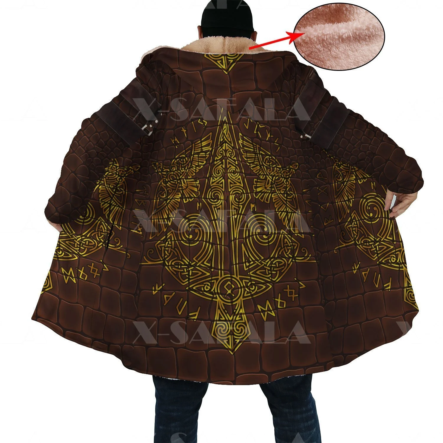 Thick Warm Hooded Cloak for Men Tattoo Odin Raven Viking Armor Overcoat Coat Print Windproof Fleece Cape Robe Hooded Blanket-2
Thick Warm Hooded Cloak for Men Tattoo Odin Raven Viking Armor Overcoat Coat Print Windproof Fleece Cape Robe Hooded Blanket-2