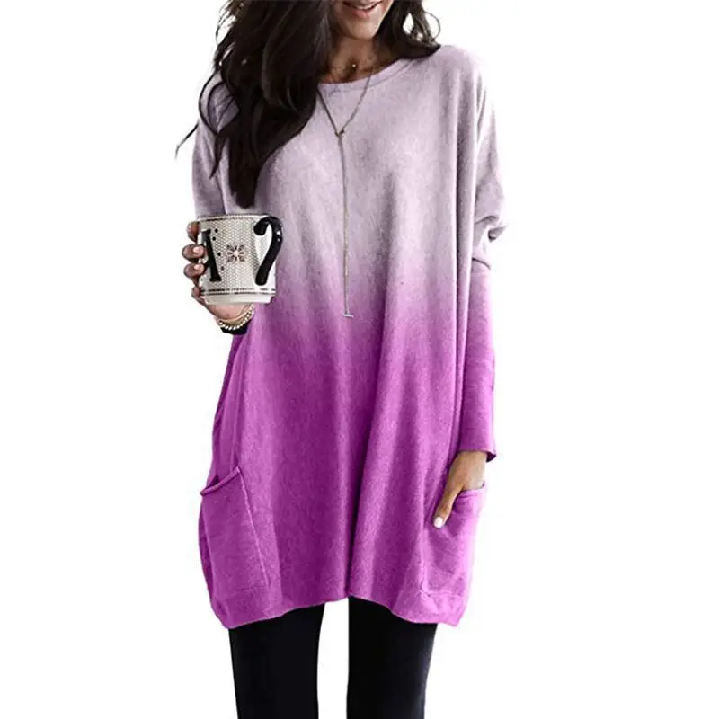Oufisun Fashion Gradient Long T-shirts Casual O-neck Loose Tee Shirt Vintage Pockets T-shirts Woman Clothes Autumn Winter Tops
Oufisun Fashion Gradient Long T-shirts Casual O-neck Loose Tee Shirt Vintage Pockets T-shirts Woman Clothes Autumn Winter Tops