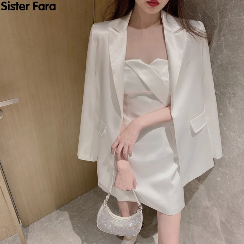Sister Fara New Spring 2021 Strapless Mini Dress Woman Set+Elegant Slim Open Stitch Blazers Coat Office Lady Fashion 2 Piece Set
Sister Fara New Spring 2021 Strapless Mini Dress Woman Set+Elegant Slim Open Stitch Blazers Coat Office Lady Fashion 2 Piece Set