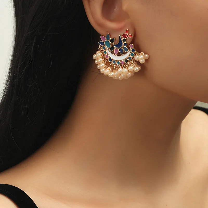 7Rings Vintage Ethic Style Niche Geometric Earrings For Woman Colourful Painted Gem Pearl Luxury Fashion Jewelry For Female
7Rings Vintage Ethic Style Niche Geometric Earrings For Woman Colourful Painted Gem Pearl Luxury Fashion Jewelry For Female