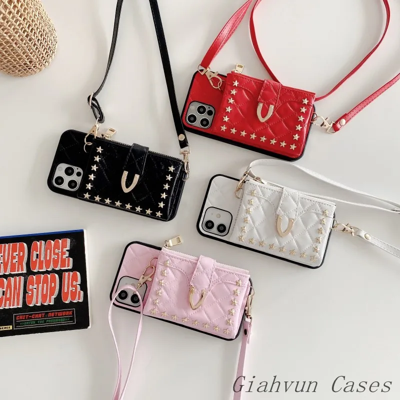 Rivet Wallet Card Holder Chain Lanyard Leather Cover For iphone 12 Pro Max MiNi 11 ProMax X XS XR 6S 7 8 Plus SE 2020 Phone Case
Rivet Wallet Card Holder Chain Lanyard Leather Cover For iphone 12 Pro Max MiNi 11 ProMax X XS XR 6S 7 8 Plus SE 2020 Phone Case