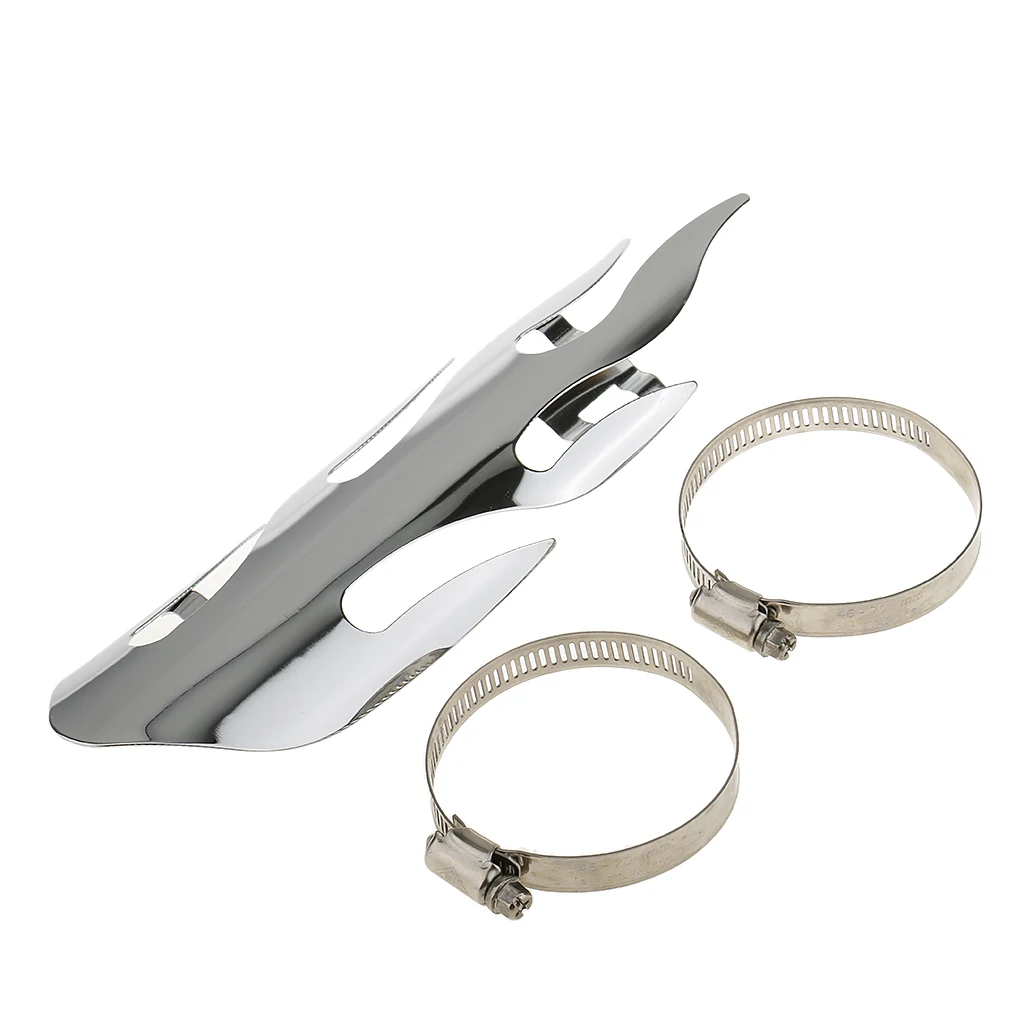 Chrome Flame Exhaust Muffler Pipe Heat Shield Cover Heel Guard Motorcycle 
Chrome Flame Exhaust Muffler Pipe Heat Shield Cover Heel Guard Motorcycle