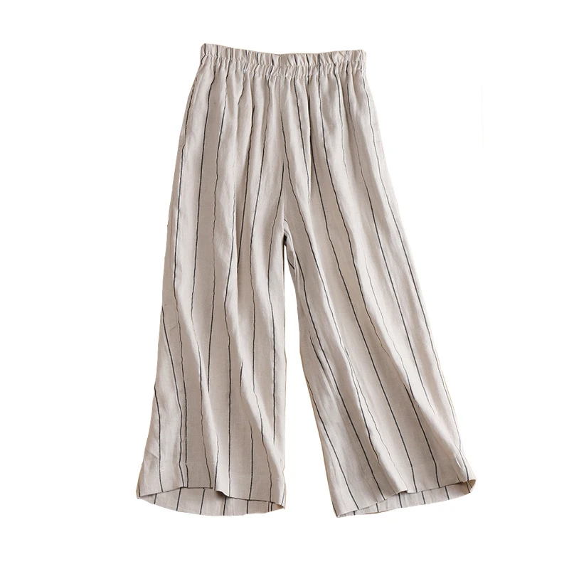 Spring Summer Fashion Women Elastic Basic Striped Casual Loose Simple Pants Female Mid-Waist Calf Length Premium Linen Trousers
Spring Summer Fashion Women Elastic Basic Striped Casual Loose Simple Pants Female Mid-Waist Calf Length Premium Linen Trousers